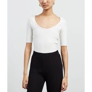 Simon miller Vista white scoop neck ribbed shirt
